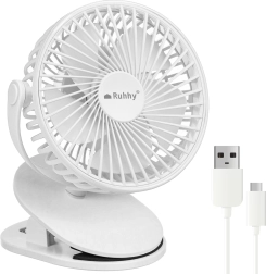 Brezžični namizni ventilator s sponko Ruhhy (USB-C, 1200 mAh, bel) - 1 kos