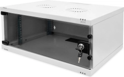 Stenska mrežna omara 19" 4U DIGITUS, 241 × 540 × 400 mm, steklena vrata, siva, nesestavljena
