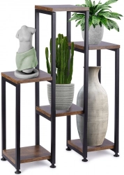 Stojalo za rože s 6 nivoji 70 cm – kovina in lesni dekor