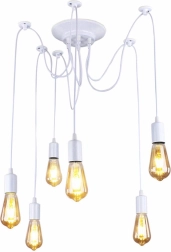 Zd74b stropna svetilka 6 krakov bela