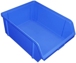 Skladiščna škatla s poševnim sprednjim robom 150 × 100 × 70 mm, plastika, modra