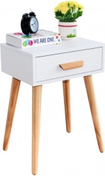 nočna omarica ali klubska mizica iz borovega lesa ModernHome, bela