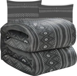 mehka zimska odeja z dvema prevlekama za blazino RUHHY, siva 160 × 200 cm