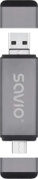 Čitalnik kartic Savio 3-v-1 USB‑C, USB‑A, micro USB