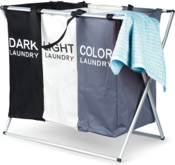 Zložljiv trikomorni koš za perilo 105 l