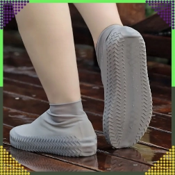 Vodoodporni silikonski prevleki za čevlje z nedrsečim podplatom, velikost S, sivi