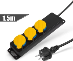 Zunanji podaljšek s pokrovom, 1,5 m, 3 vtičnice 230 V, IP44