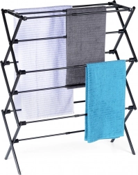 Kovinsko črn teleskopski stoječi sušilnik za perilo 47–78 × 94 cm