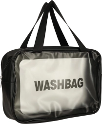 Komplet prozornih vodotesnih kozmetičnih potovalnih torbic, 3 kosi, črne