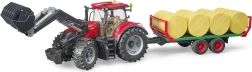 Traktor Bruder Case IH Optum 300 CVX s sprednjim nakladačem in prikolico za bale
