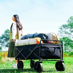 Zložljiv zunanje-vozni voziček za drva in opremo