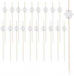 Bambusove zabodne paličice s snežinko 12 cm, 20 kos