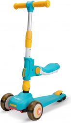 Otroški skiro s sedežem, modro-rumen, svetleča kolesa