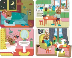 Vilac lesene sestavljanke hiša – 4 kompleti po 6 koščkov v škatli