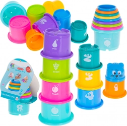 Izobraževalni zložljivi lončki – stolp s številkami in sadjem