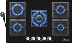 IsEasy stekleni plinski štedilnik s petimi kuhališči