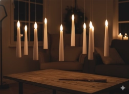 Komplet 10 visečih LED sveč s čarobno palico 1,5 × 15,5 cm