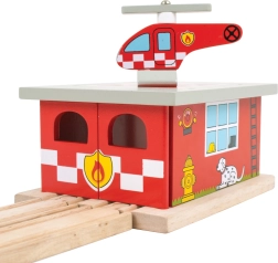 Lesena gasilska postaja z heliportom Bigjigs Rail