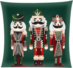 Plišasta prevleka za blazino 40 × 40 cm z motivom NUTCRACKER – Zelena