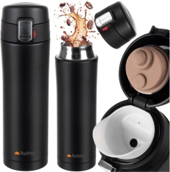 Termo skodelica RUHHY 440 ml z varovalom, črna