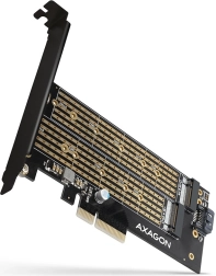 Notranji PCIe x4 adapter za 2× M.2 – NVMe M‑key + SATA B‑key, polna in nizka zaslonka