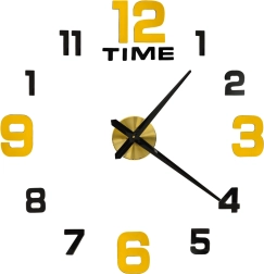 Stenske samolepilne ure DIY 100–120 cm, črno‑zlate, 12 številk