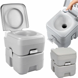 Prenosna potovalna straniščna školjka s splakovanjem za kampiranje in vrt