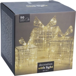 Light-up Christmas Gifts 90 LED, set of 3 pcs, outdoor and indoor