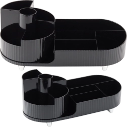 črni vrtljivi večnamenski organizator za kozmetiko in pisalno mizo