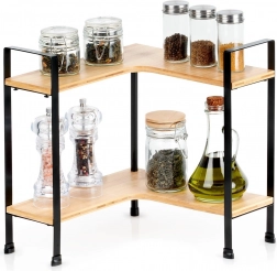 Kotna dvonivojska bambusova kuhinjska polica 29,5 × 29,5 × 33,5 cm