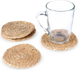 Naravni juten podstavki za kozarce 10 cm, komplet 4 kos