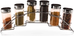 Stojalo za začimbe s steklenimi kozarčki, 7-delni komplet
