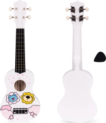 Children’s wooden ukulele with 4 nylon strings and pick ECOTOYS