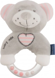 Otroška plišasta ropotuljica BABY MIX medvedek rožnat
