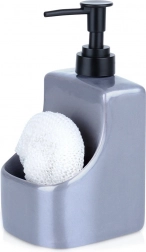 Keramični dozirnik za pomivalno sredstvo z držalom za gobico, siv 400 ml