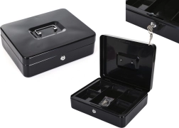 Dvoslojna kovinska blagajna s pregradami in dvema ključema črna