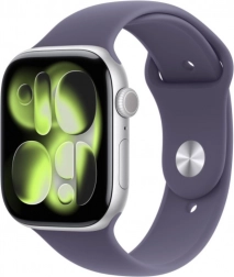 Apple Watch Series 11 GPS aluminijasto ohišje 42 mm srebrno, športni pašček mlečno vijoličen M/L