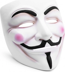 Maska Guy Fawkes ANONYMOUS V KOT MAŠČEVANJE, bela