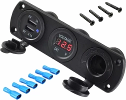 Montažna avtomobilska vtičnica z USB in voltmetrom