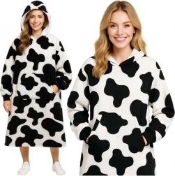 Odejamajica s kapuco RUHHY XXL črno‑bela