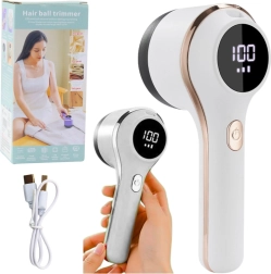 Električni odstranjevalnik muck s tkanin z LED zaslonom, 3 hitrosti – bel