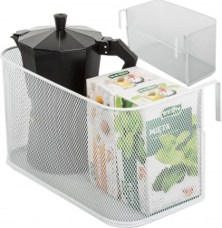 Kovinska viseča košara iz žične mreže za vodilo in vrata – bel organizator