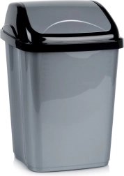 Plastični koš za odpadke 16 l s preklopnim pokrovom, siv
