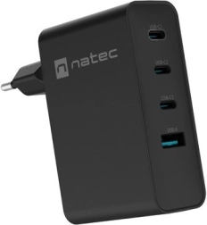 Omrežni polnilec Natec Ribera GaN 3x USB‑C + 1x USB‑A 100 W črna