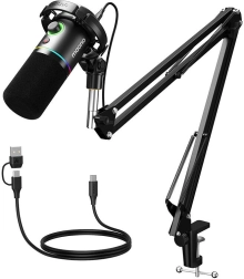 Dinamični USB/XLR mikrofon Maono PD200XS z RGB osvetlitvijo – črn