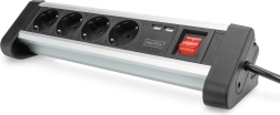 Pisarna napajalni trak 45° s 4 vtičnicami, 2x USB (5V/2A), vrtljiv 290°