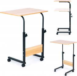 Mobilna miza za prenosnik s kolesci - rjava ModernHome