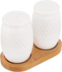 Porcelanasta solnica in poprova posodica s stojalom Orion Whiteline – 3 kosi