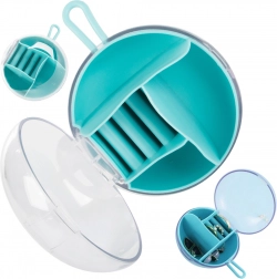 Potovalna okrogla škatlica za nakit s predelki