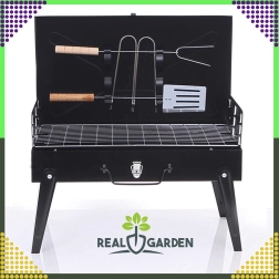 Zložljiv prenosni potovalni žar v kovčku z kompletom orodja